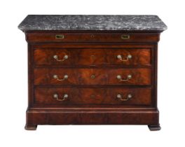 A LOUIS-PHILIPPE MAHOGANY AND MARBLE TOPPED COMMODE OR CHEST OF DRAWERS