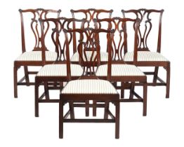 A SET OF SIX GEORGE III MAHOGANY DINING CHAIRS