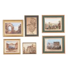 ITALIAN SCHOOL (19TH CENTURY), THREE VIEWS OF ROME; TOGETHER WITH THREE OTHER WORKS (6)