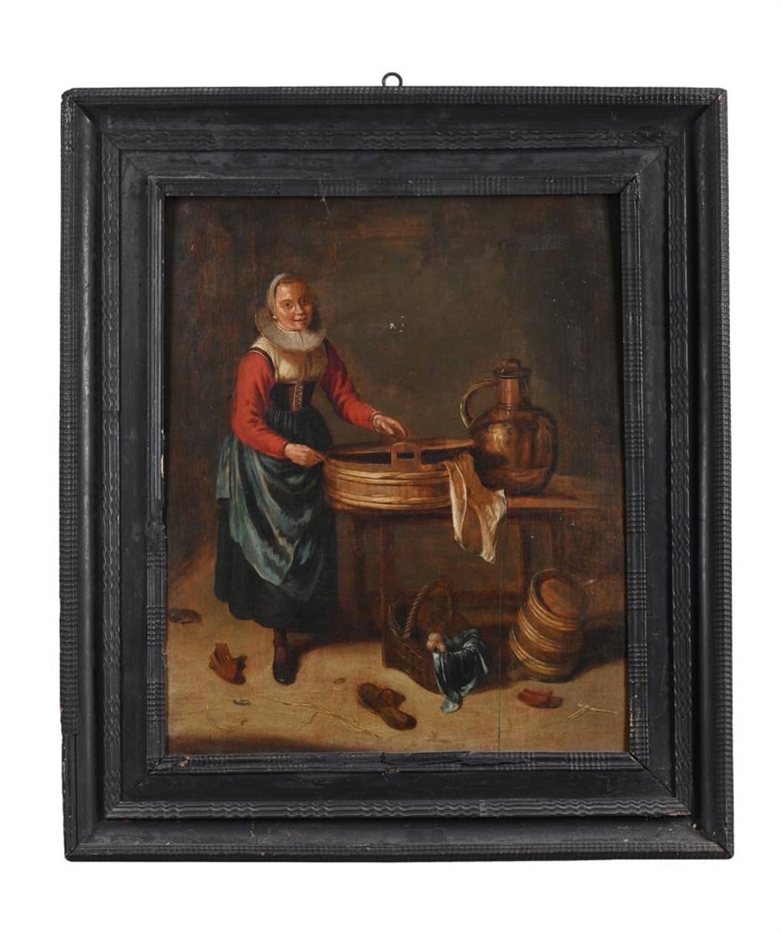 CIRCLE OF ADRIAEN VAN DE VENNE (DUTCH 1589-1662), WOMAN BY A TABLE - Image 2 of 3