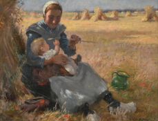 WILLIAM KAY BLACKLOCK (BRITISH 1872-1924), MOTHER AND CHILD IN A WHEATFIELD