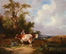 WILLIAM SHAYER (BRITISH 1787-1879), A MILKMAID WITH HER CATTLE