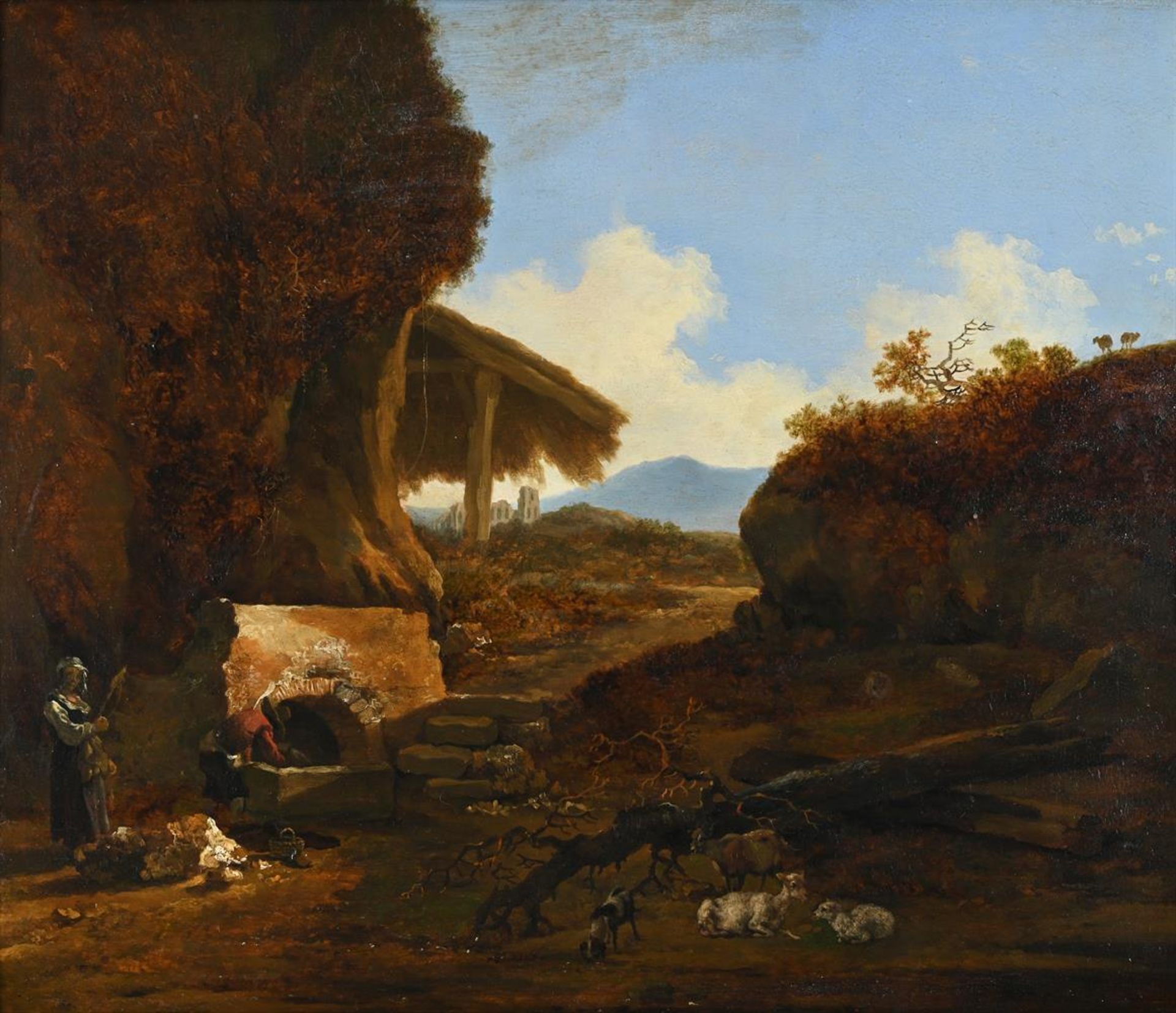 ADAM PYNACKER (DUTCH 1622-1673), LANDSCAPE WITH PEASANTS AT SPRING