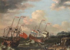 ATTRIBUTED TO LORENZO ACASTRO (ITALIAN FL. 1672-1700), TWO MEN-O'WAR OF THE ENGLISH AND DUTCH NAVIES
