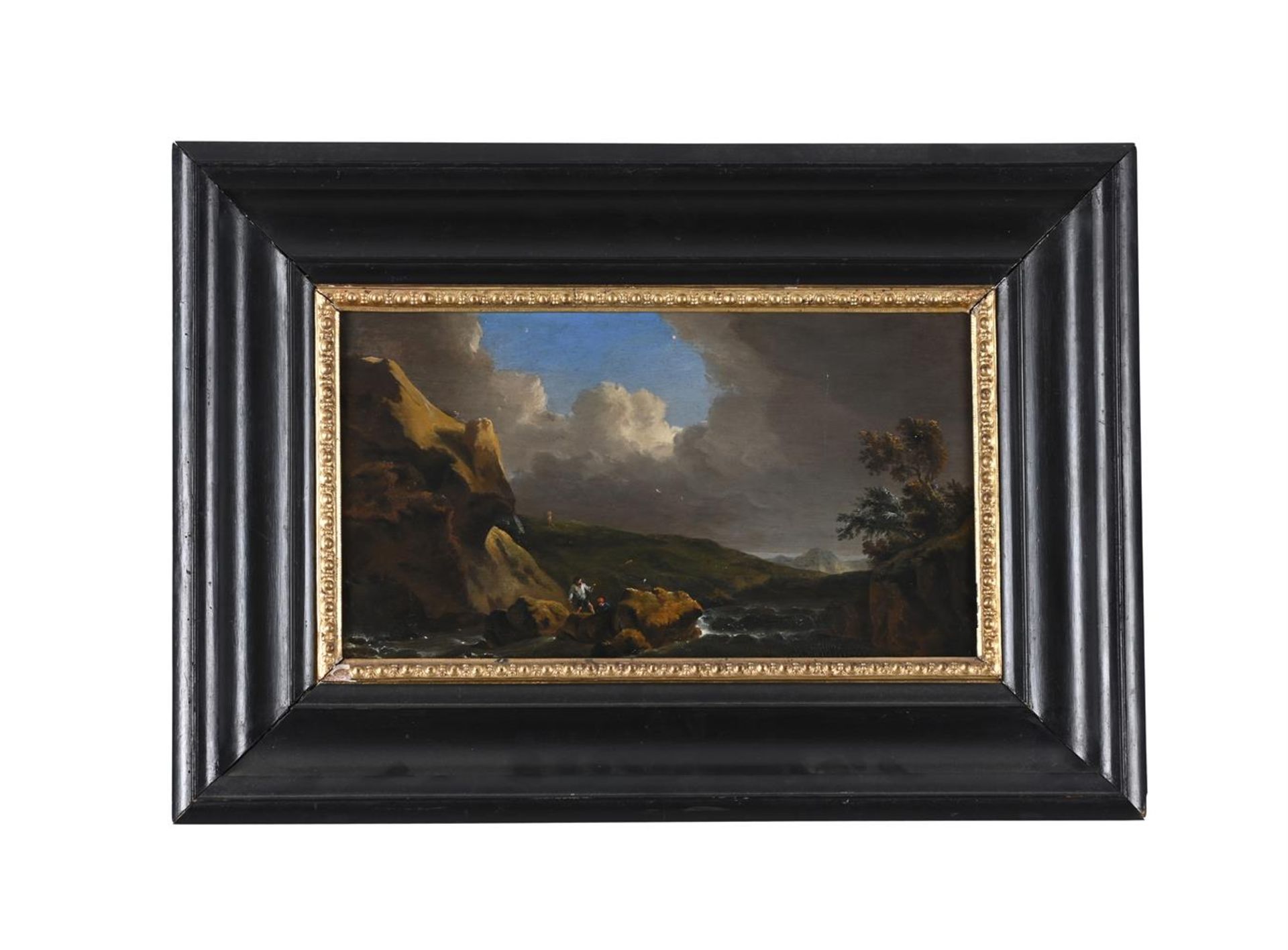 FOLLOWER OF JOSEPH VERNET, FISHERMEN IN A ROCKY RIVER LANDSCAPE - Image 2 of 3