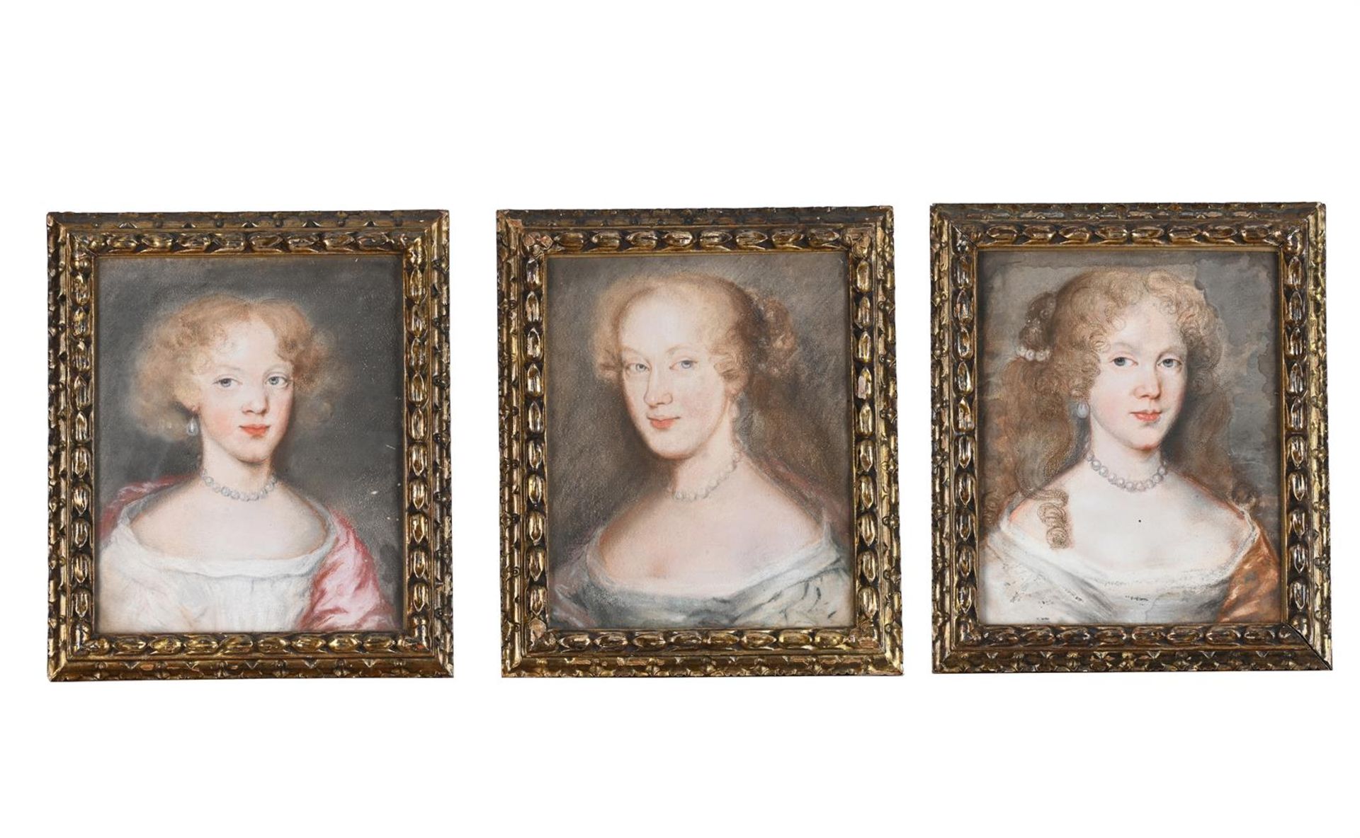 ATTRIBUTED TO JOHN GREENHILL (BRITISH C. 1644-1676), A SET OF THREE PASTEL PORTRAITS - Image 5 of 6