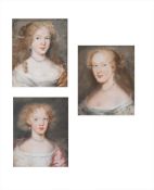 ATTRIBUTED TO JOHN GREENHILL (BRITISH C. 1644-1676), A SET OF THREE PASTEL PORTRAITS