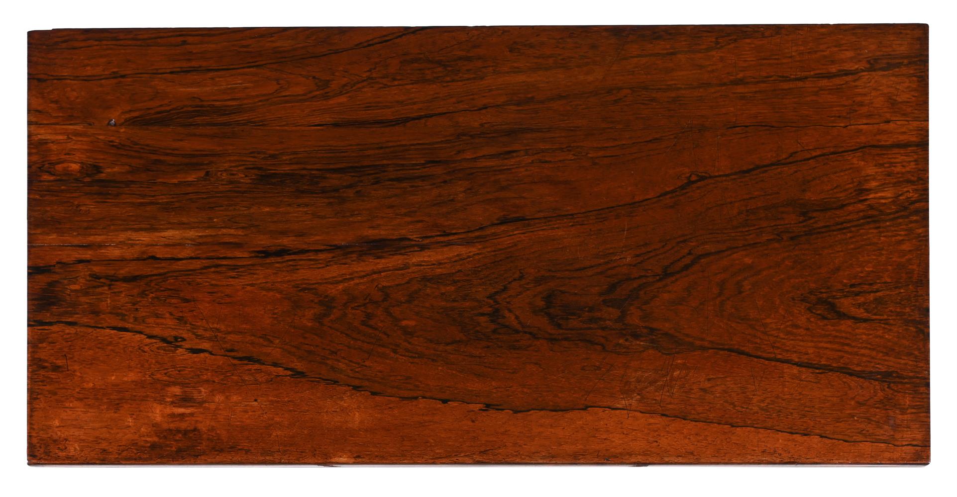 Y A REGENCY ROSEWOOD, SIMULATED ROSEWOOD AND PENWORK DECORATED FOLDING TABLE, CIRCA 1820 - Image 3 of 5