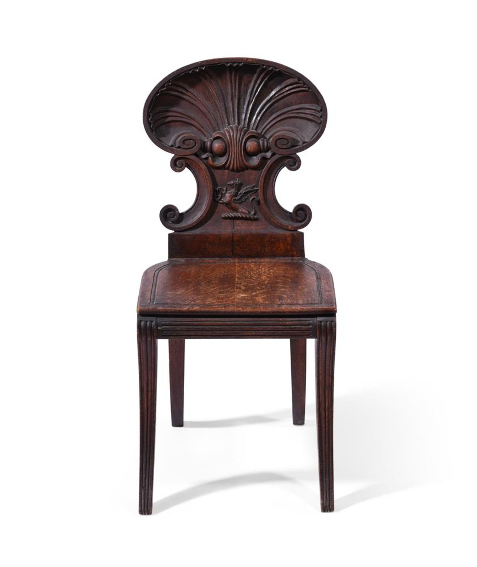 A PAIR OF VICTORIAN CARVED OAK HALL CHAIRS, ATTRIBUTED TO GILLOWS, CIRCA 1860 - Image 3 of 5