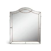 AN ART DECO METAL FRAMED OVERMANTLE MIRROR, FIRST HALF 20TH CENTURY