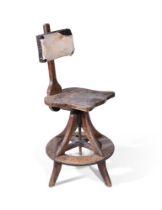 AN ARTIST'S OR DRAUGHTSMAN'S ADJUSTABLE CHAIR BY GLENISTER OF HIGH WYCOMBE, CIRCA 1890-1900