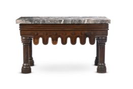 AN UNUSUAL OAK CONSOLE TABLE, IN THE MANNER OF THOMAS HOPPER, MID 19TH CENTURY