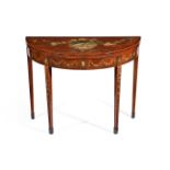 Y A GEORGE III MAHOGANY AND POLYCHROME PAINTED FOLDING CARD TABLE, CIRCA 1790