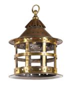 A COPPER AND BRASS HANGING LANTERN, IN THE MANNER OF LIBERTY & CO., EARLY 20TH CENTURY