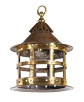 A COPPER AND BRASS HANGING LANTERN, IN THE MANNER OF LIBERTY & CO., EARLY 20TH CENTURY