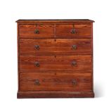 A VICTORIAN PITCH PINE CHEST OF DRAWERS, BY BENJAMIN TAYLOR & SONS, CIRCA 1880