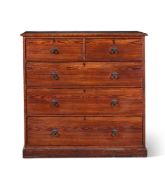 A VICTORIAN PITCH PINE CHEST OF DRAWERS, BY BENJAMIN TAYLOR & SONS, CIRCA 1880