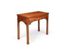 Y A CHINESE EXPORT EXOTIC HARDWOOD AND PAKTONG MOUNTED TEA TABLE, 19TH CENTURY