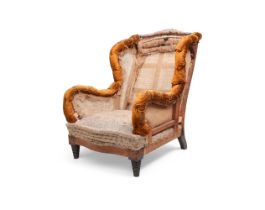 AN UNUSUAL VICTORIAN MAHOGANY WING BACK ARMCHAIR BY WILLIAM BIRCH, MID 19TH CENTURY