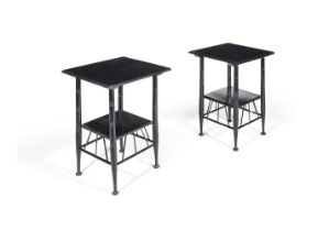 A PAIR OF ARTS AND CRAFTS EBONISED OCCASIONAL TABLES, IN THE MANNER OF E. W. GODWIN