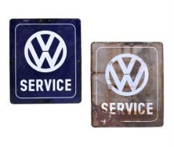 TWO VOLKSWAGON ENAMEL DEALER SERVICE SIGNS, CIRCA 1950