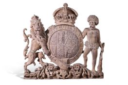 A CARVED SOFTWOOD ARMORIAL WARRANT BEARING THE ARMS OF QUEEN ALEXANDRA, CIRCA 1905