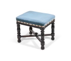 AN EBONISED AND UPHOLSTERED STOOL BY GILLOWS, 19TH CENTURY