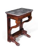 AN EMPIRE MAHOGANY AND MARBLE TOPPED CONSOLE TABLE, CIRCA 1830