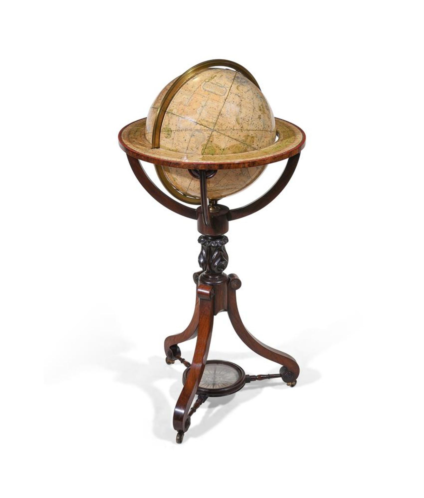 Y A PAIR OF TERRESTRIAL AND CELESTIAL 12 INCH LIBRARY GLOBES ON ROSEWOOD STANDS, BY NEWTON & SON - Image 3 of 7