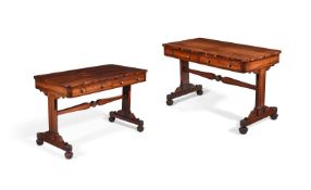 Y A PAIR OF GEORGE IV GONCALO ALVES WRITING OR SIDE TABLES, ATTRIBUTED TO GILLOWS, CIRCA 1825