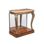 Y A GEORGE IV GILT BRASS POLLARD OAK AND MARBLE MOUNTED CONSOLE TABLE, CIRCA 1825T