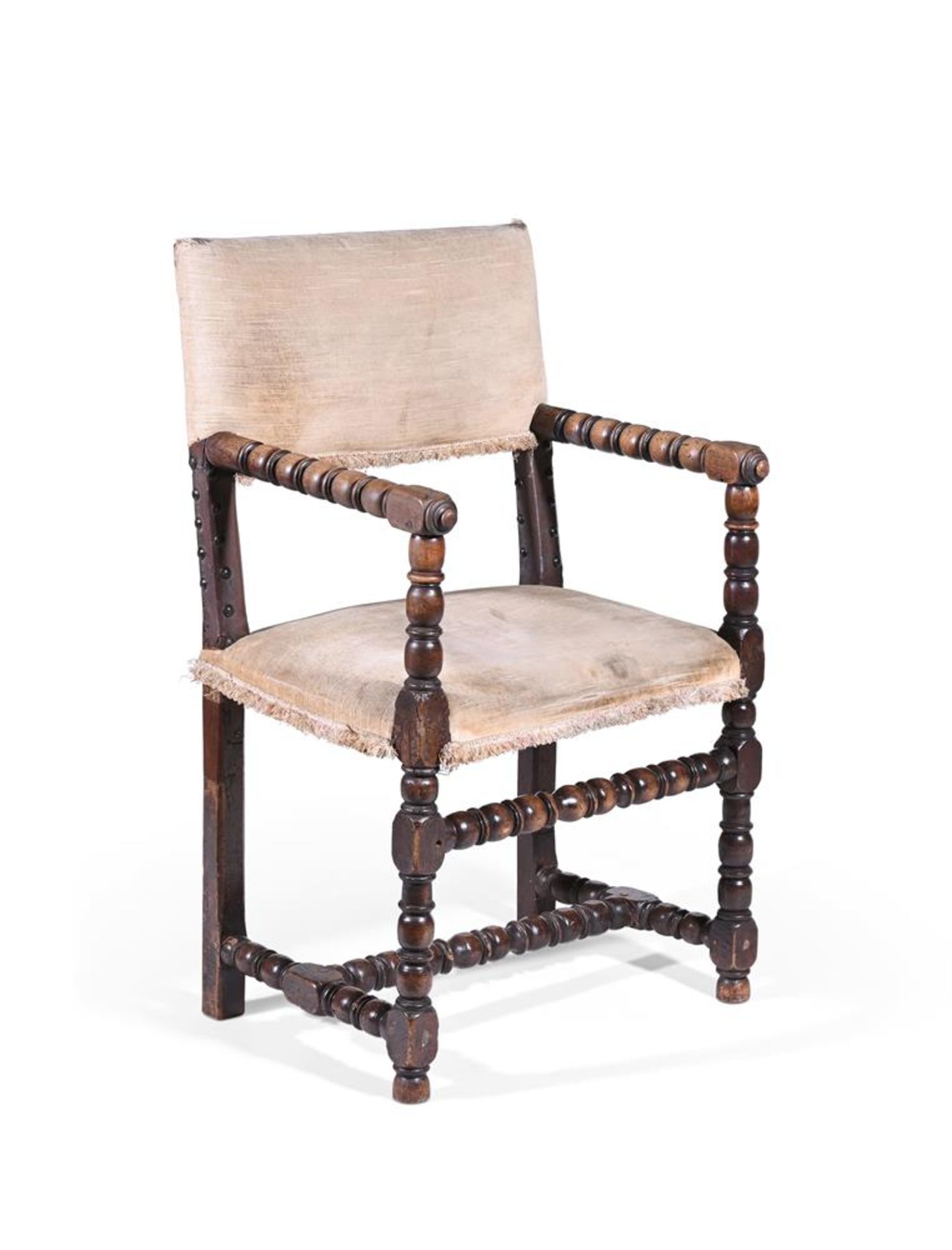 A SPANISH TURNED WALNUT ARMCHAIR, LATE 18TH CENTURY - Image 2 of 2