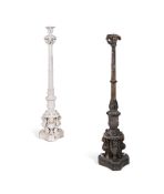 A PAIR OF CARVED WOOD TORCHERES OR STANDARD LAMPS IN 18TH CENTURY STYLE