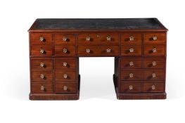 A GEORGE IV MAHOGANY PEDESTAL LIBRARY PARTNER'S DESK, ATTRIBUTED TO GILLOWS, CIRCA 1825