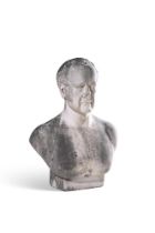 A LARGE WHITE MARBLE PORTRAIT BUST OF A GENTLEMAN, FIRST HALF 19TH CENTURY