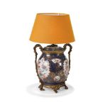 A GILT BRONZE MOUNTED PORCELAIN LAMP BASE, LATE 19TH OR EARLY 20TH CENTURY