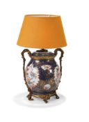 A GILT BRONZE MOUNTED PORCELAIN LAMP BASE, LATE 19TH OR EARLY 20TH CENTURY