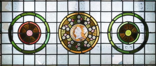 A VICTORIAN STAINED GLASS WINDOW PANEL PROBABLY BY DANIEL COTTIER, LATE 19TH CENTURY