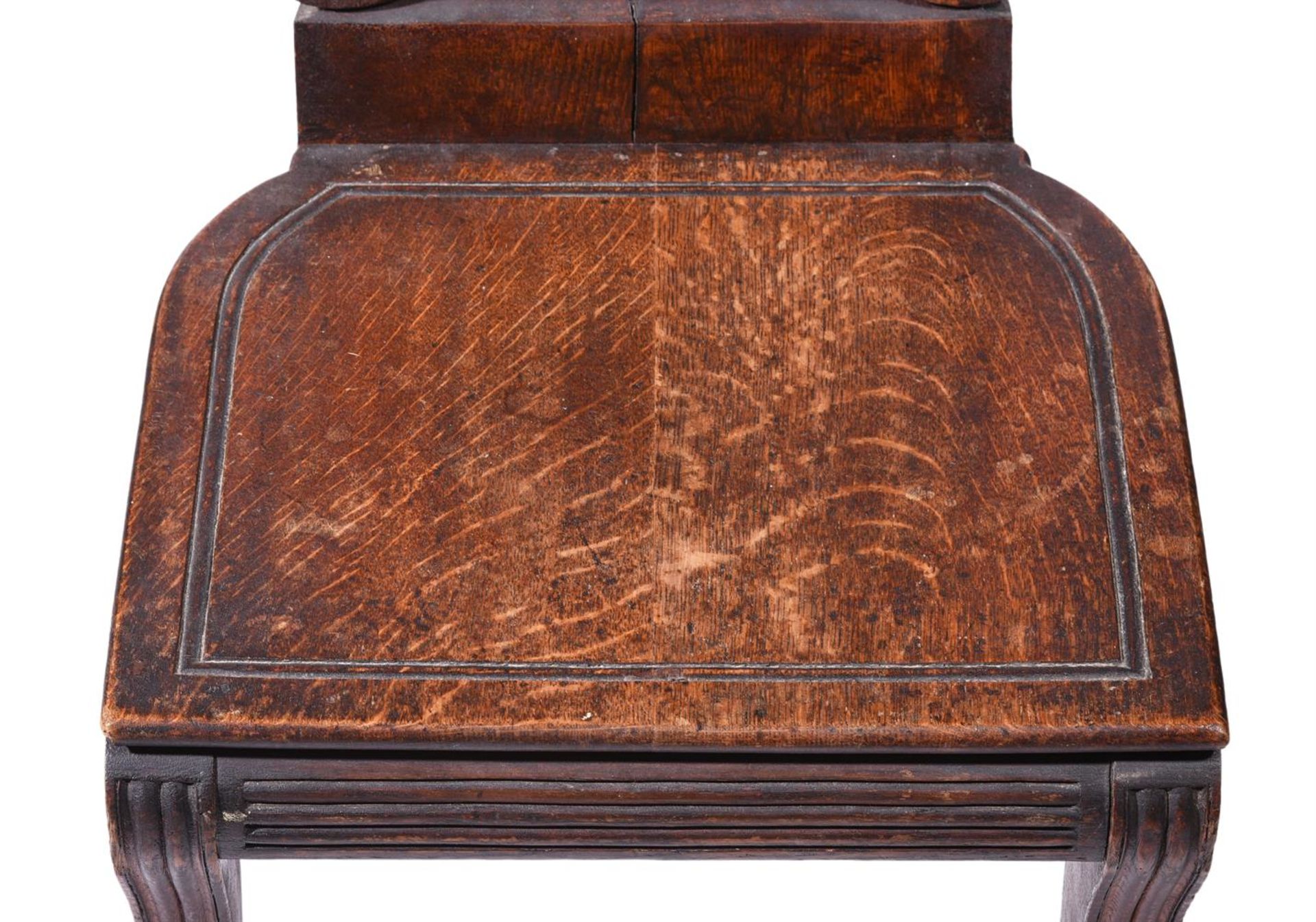 A PAIR OF VICTORIAN CARVED OAK HALL CHAIRS, ATTRIBUTED TO GILLOWS, CIRCA 1860 - Image 5 of 5