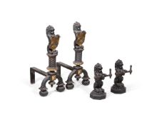 TWO PAIRS OF VICTORIAN CAST IRON ANDIRONS, 19TH CENTURY