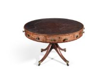 A GEORGE III MAHOGANY AND LINE INLAID 'DRUM' LIBRARY TABLE, CIRCA 1800
