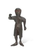 A CARVED AND PAINTED WOODEN FIGURE OF A MONKEY, EARLY 19TH CENTURY