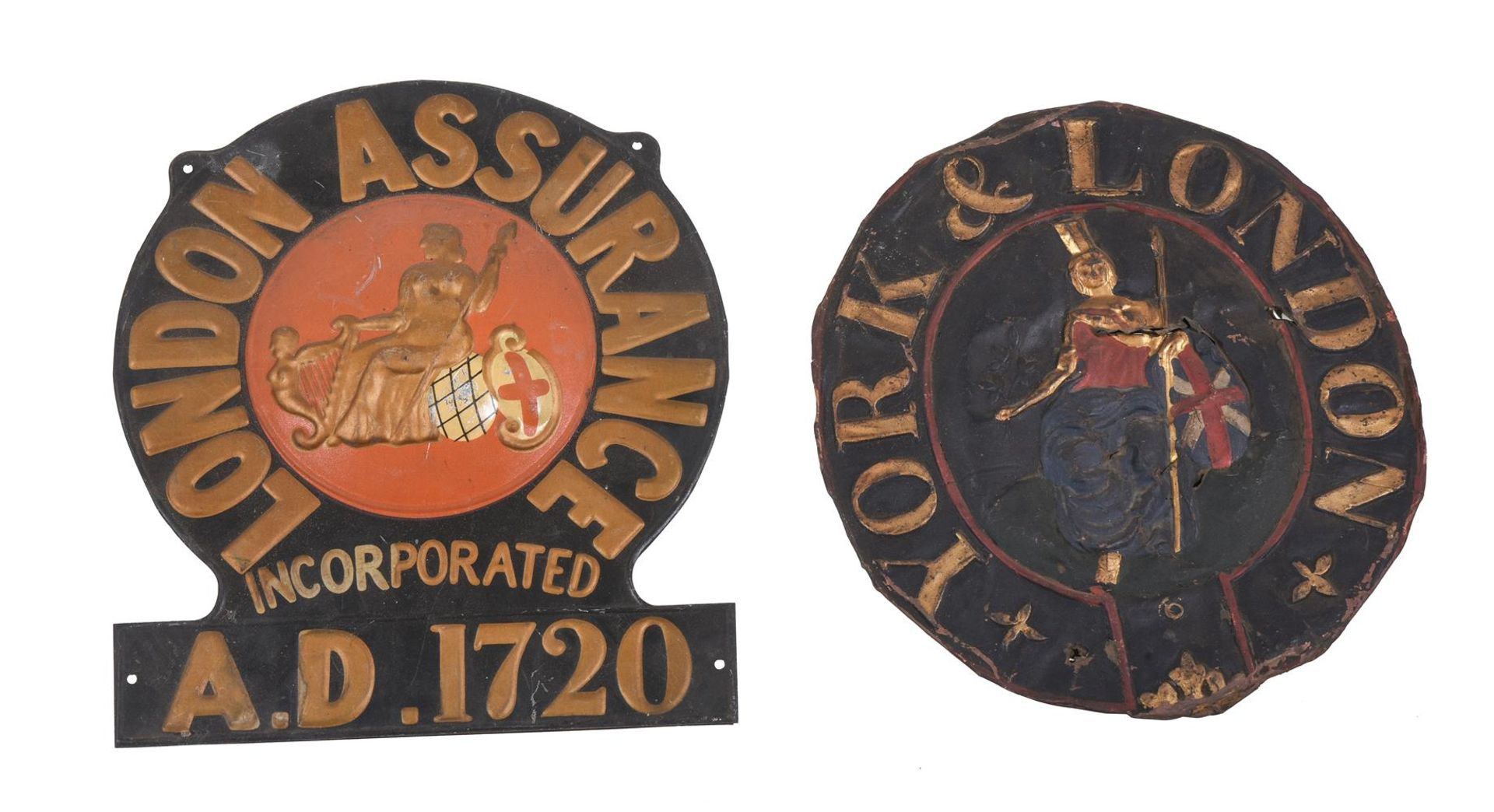 A GROUP OF FOUR PAINTED METAL INSURANCE PLAQUES 19TH AND 20TH CENTURY - Image 2 of 2