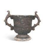 A CAST LEAD TWIN HANDLED URN, 18TH OR EARLY 19TH CENTURY