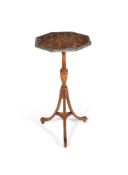 A REGENCY PAINTED, PENWORK AND MARBLED PAPER DECORATED TRIPOD TABLE, CIRCA 1820