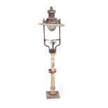 A GREAT WESTERN RAILWAY COPPER AND CAST IRON LAMP, LATE 19TH CENTURY