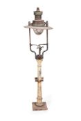 A GREAT WESTERN RAILWAY COPPER AND CAST IRON LAMP, LATE 19TH CENTURY