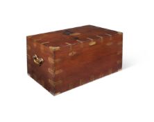 Y OF EAST INDIA COMPANY INTEREST: AN EXOTIC HARDWOOD AND BRASS MOUNTED TRUNK, 19TH CENTURY