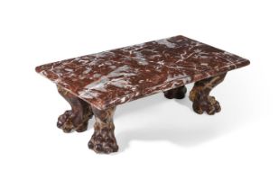 A MARBLE AND SIMULATED MARBLE COFFEE TABLE, 20TH CENTURY