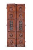 A PAIR OF PORTUGUESE LARGE PAINTED PINE DOORS, LISBON, MID 19TH CENTURY